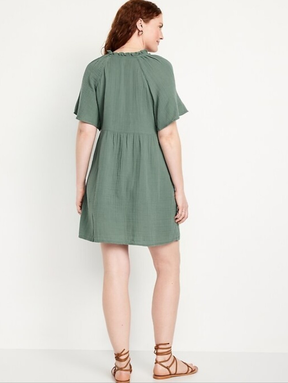 Old Navy Split Neck Crinkle Gauze Mini Swing Dress With Pockets New With Tags - Picture 2 of 7